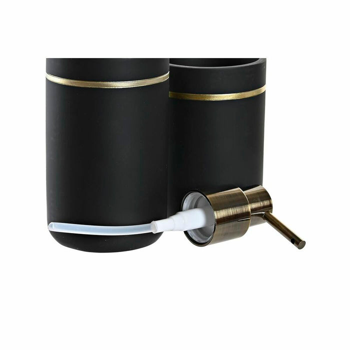 Set de Baie DKD Home Decor Negru Auriu* Rășină 7 x 7 x 17 cm