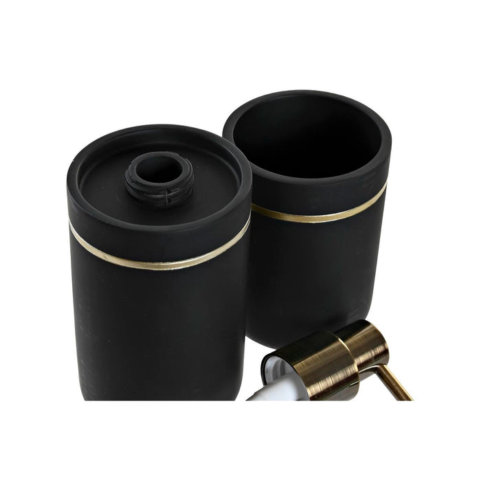 Set de Baie DKD Home Decor Negru Auriu* Rășină 7 x 7 x 17 cm