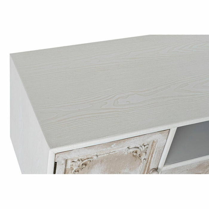 Mobilă TV DKD Home Decor 136 x 40,5 x 52 cm Brad Bej Alb Lemn MDF