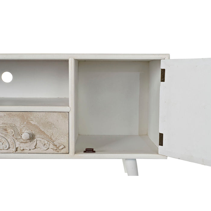 Mobilă TV DKD Home Decor 136 x 40,5 x 52 cm Brad Bej Alb Lemn MDF