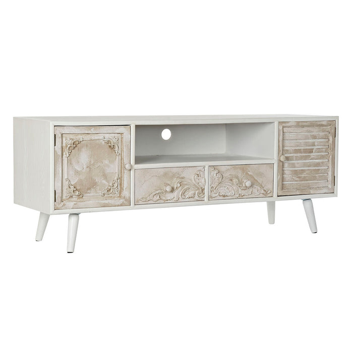 Mobilă TV DKD Home Decor 136 x 40,5 x 52 cm Brad Bej Alb Lemn MDF