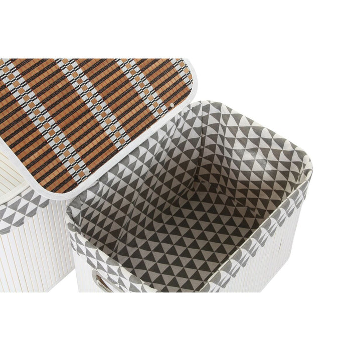 Set de Coșuri DKD Home Decor Poliester Bumbac MDF Bambus (51 x 35 x 33 cm)
