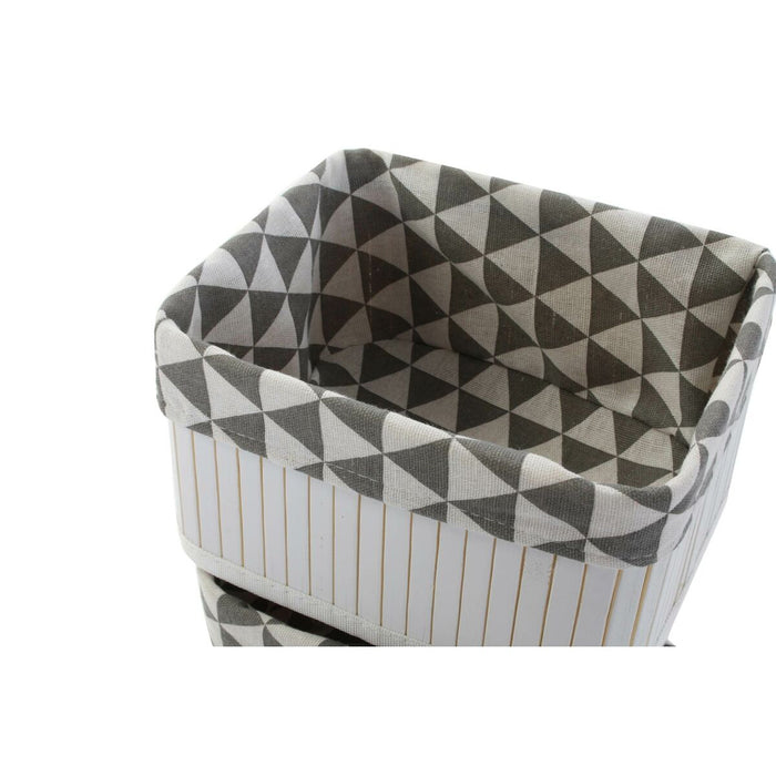Set de Coșuri DKD Home Decor Poliester Bumbac MDF Bambus (51 x 35 x 33 cm)