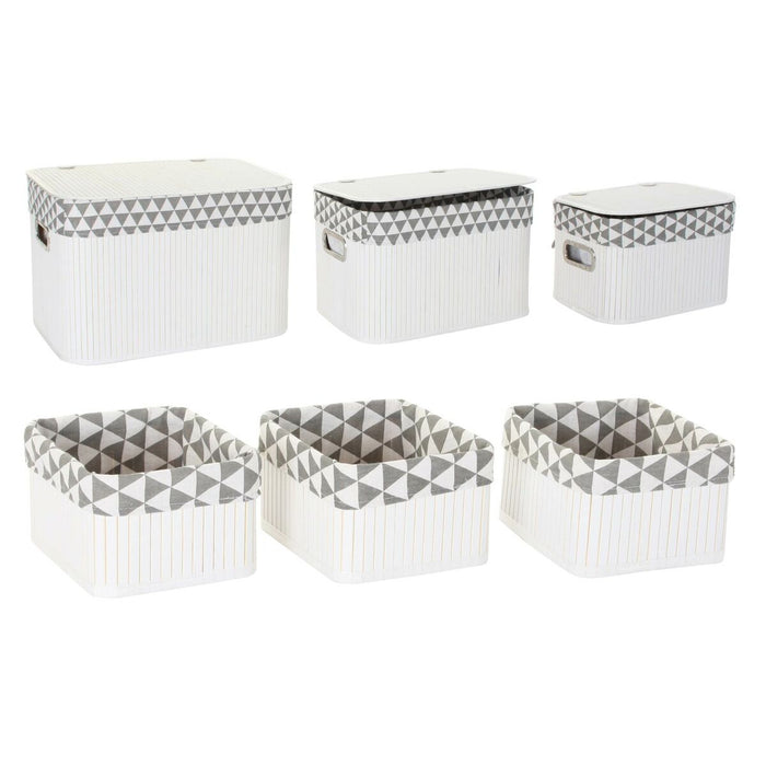Set de Coșuri DKD Home Decor Poliester Bumbac MDF Bambus (51 x 35 x 33 cm)