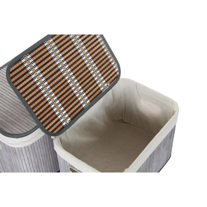 Set de Coșuri DKD Home Decor Bej Gri Bambus Lemn MDF 51 x 35 x 33 cm (6 Piese)