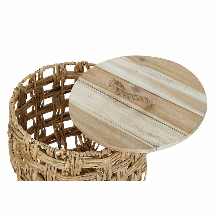 Set de Coșuri DKD Home Decor Lemn Stuf (44 x 44 x 44 cm) (2 Piese)