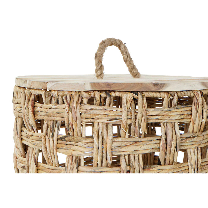 Set de Coșuri DKD Home Decor Lemn Stuf (44 x 44 x 44 cm) (2 Piese)