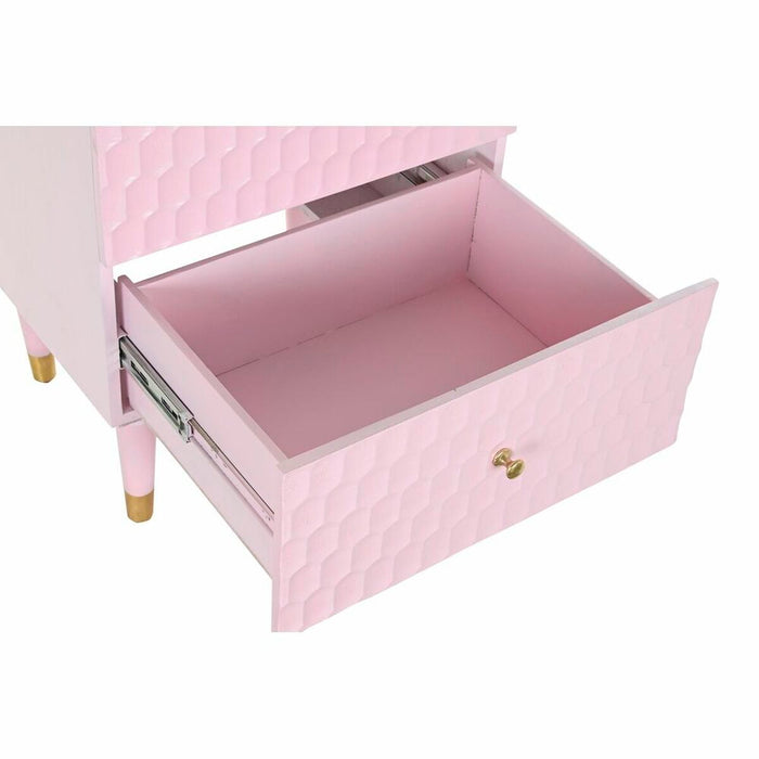 Noptieră DKD Home Decor 52 x 42 x 65 cm Metal Roz deschis Lemn de mango