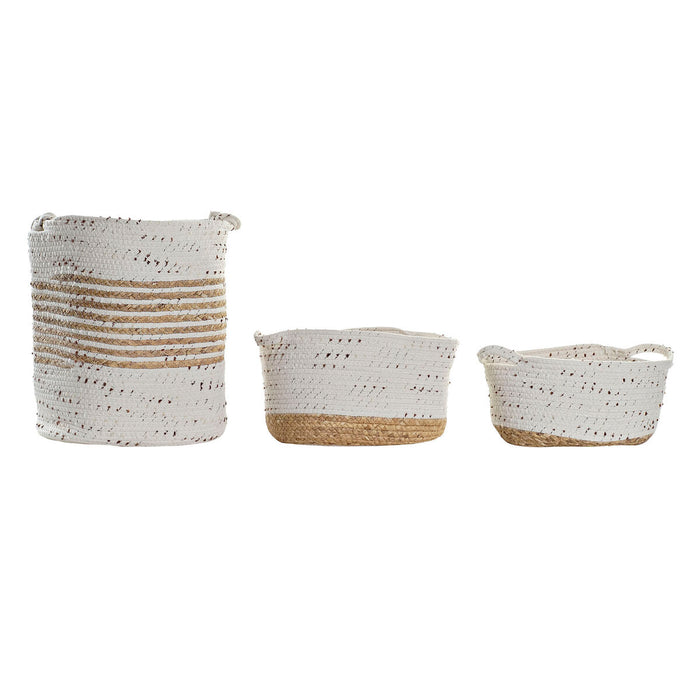 Set de Coșuri DKD Home Decor Bumbac Boho Stuf (36 x 26 x 42 cm) (3 Piese)