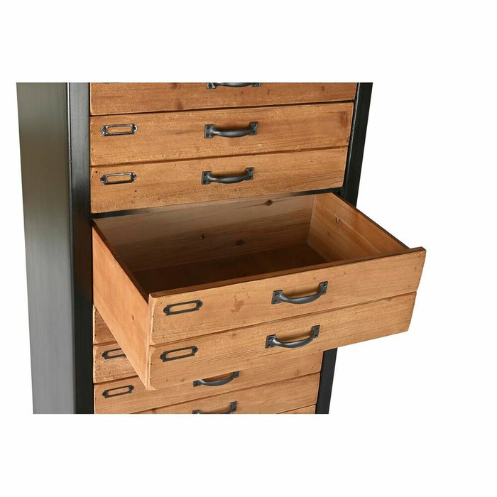 Dulap cu Sertare DKD Home Decor Brad Natural Negru Vintage (57 x 40 x 111 cm)