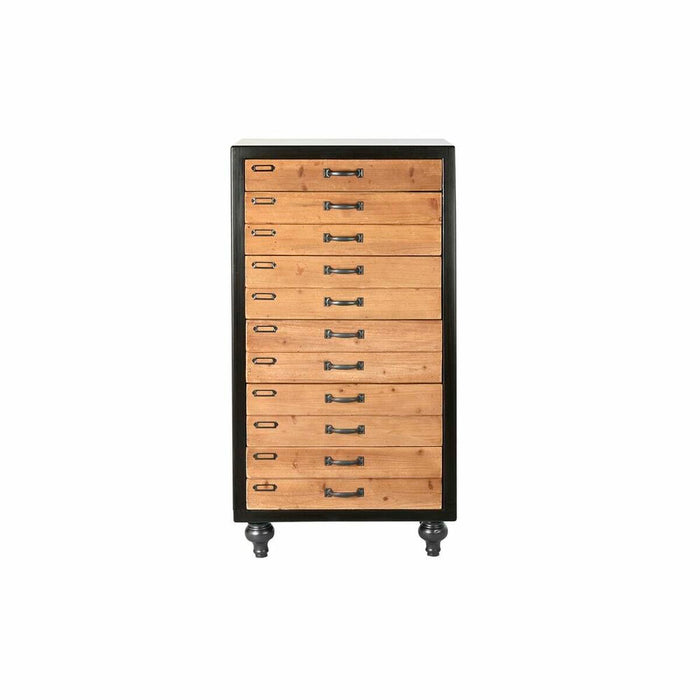 Dulap cu Sertare DKD Home Decor Brad Natural Negru Vintage (57 x 40 x 111 cm)