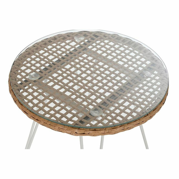 Cuşcă DKD Home Decor Geam Metal Poliester ratan sintetic Ratan Grădină (56 x 57,5 x 82 cm) (3 pcs)
