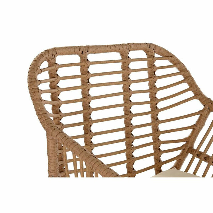Cuşcă DKD Home Decor Geam Metal Poliester ratan sintetic Ratan Grădină (56 x 57,5 x 82 cm) (3 pcs)