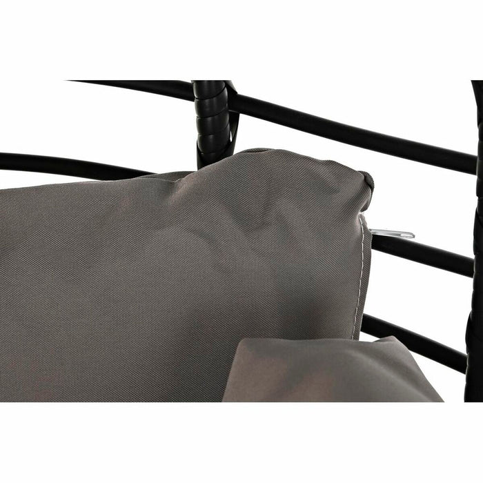 Canapea de grădină DKD Home Decor Negru Bej ratan sintetic Oțel (130 x 68 x 146 cm) (130 x 68 x 146 cm)