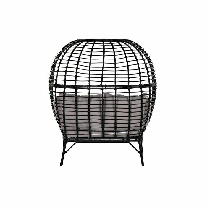 Canapea de grădină DKD Home Decor Negru Bej ratan sintetic Oțel (130 x 68 x 146 cm) (130 x 68 x 146 cm)