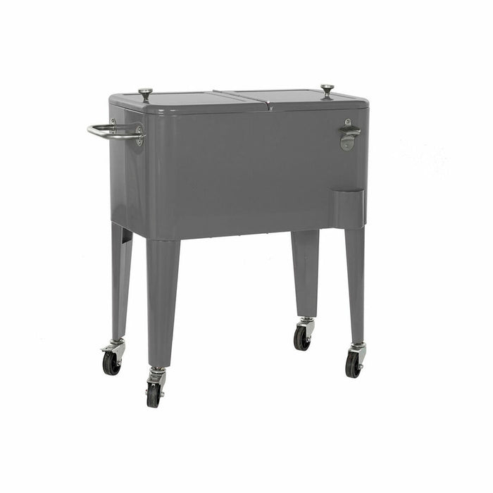 Frigider DKD Home Decor Cu roți Gri Gri închis Oțel polipropilenă 56 L 74 x 43 x 80 cm (74 x 43 x 80 cm)
