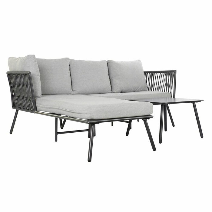 Canapea de Grădină DKD Home Decor Negru Metal Aluminiu Въже 30 x 40 cm 192 x 163 x 86 cm
