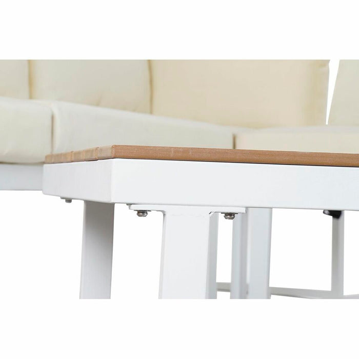 Canapea de Grădină DKD Home Decor Bej Lemn Poliester Oțel (231 x 219 x 74 cm)