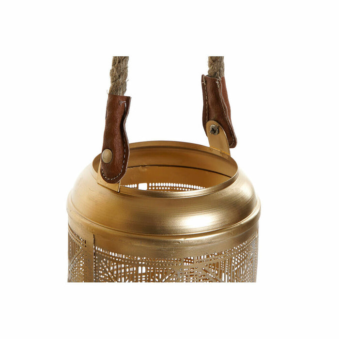Set de Suporturi de Lumânări DKD Home Decor (3 pcs) Auriu* Metal Въже (23 x 23 x 42 cm)