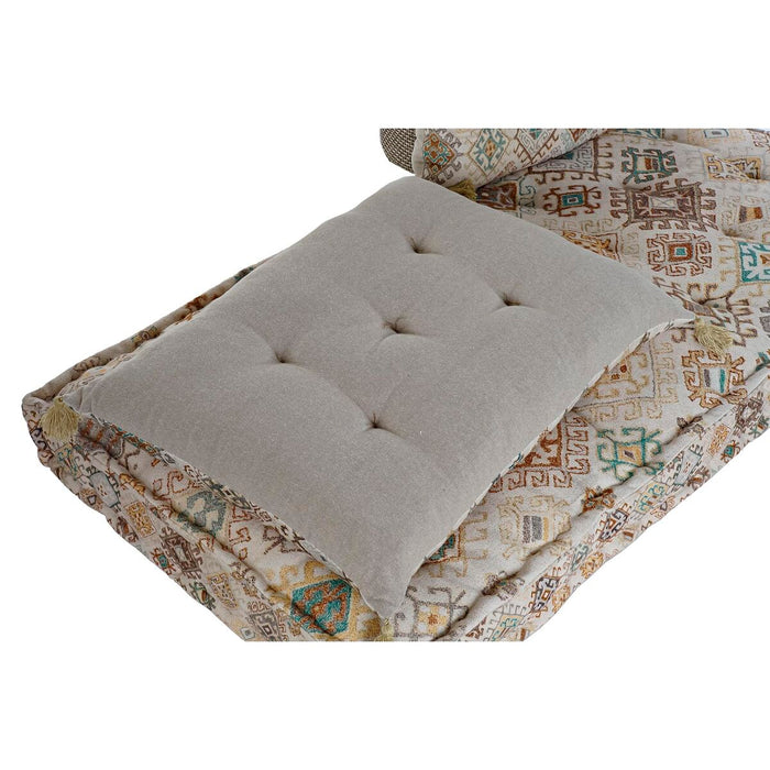 Canapea cu 2 Locuri DKD Home Decor Bej Maro Bumbac Galben (145 x 76 x 13 cm)