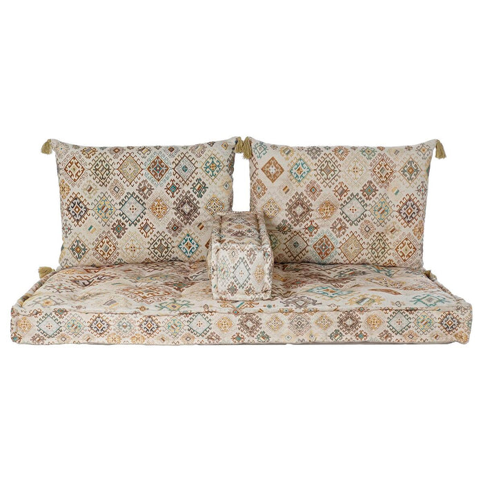 Canapea cu 2 Locuri DKD Home Decor Bej Maro Bumbac Galben (145 x 76 x 13 cm)