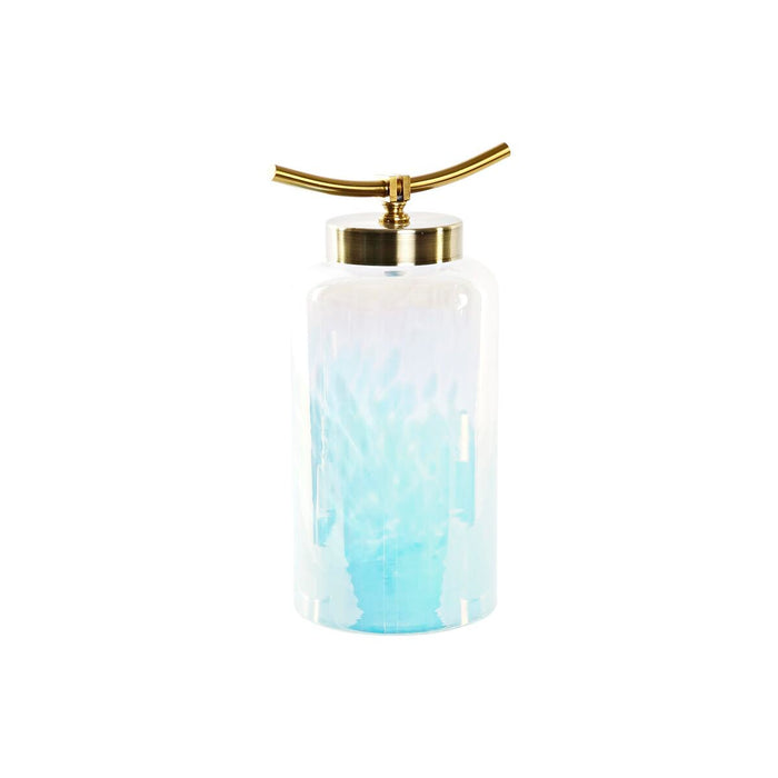 Vază DKD Home Decor Geam Albastru Auriu* Metal Mediterană (19 x 15 x 33 cm) (Ø 14 cm)