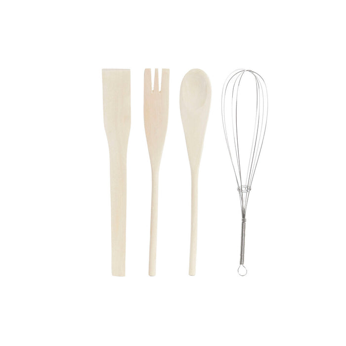 Set ustensile de bucătărie DKD Home Decor Tropical Metal Dolomite Lemn MDF 30 x 40 cm 12 x 12 x 25 cm (2 Unități)