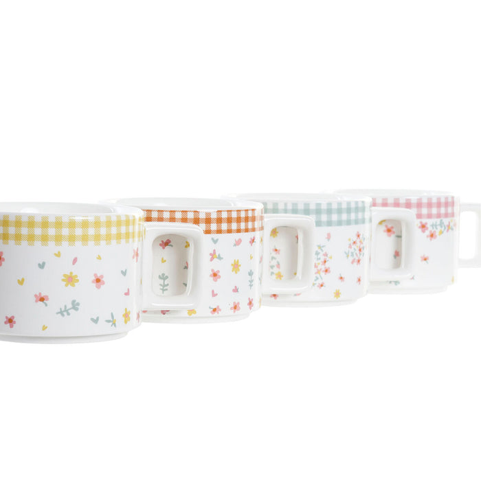 Set de Căni de Cafea DKD Home Decor Roșu Metal Maro Verde Galben 260 ml 4 Piese Dolomite