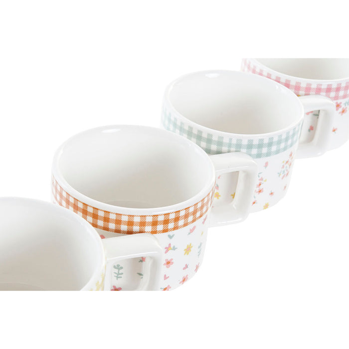 Set de Căni de Cafea DKD Home Decor Roșu Metal Maro Verde Galben 260 ml 4 Piese Dolomite