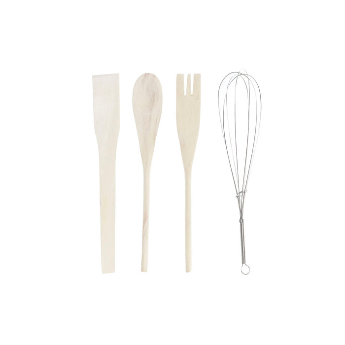 Set ustensile de bucătărie DKD Home Decor Květiny Dolomite Lemn MDF 12 x 12 x 22 cm
