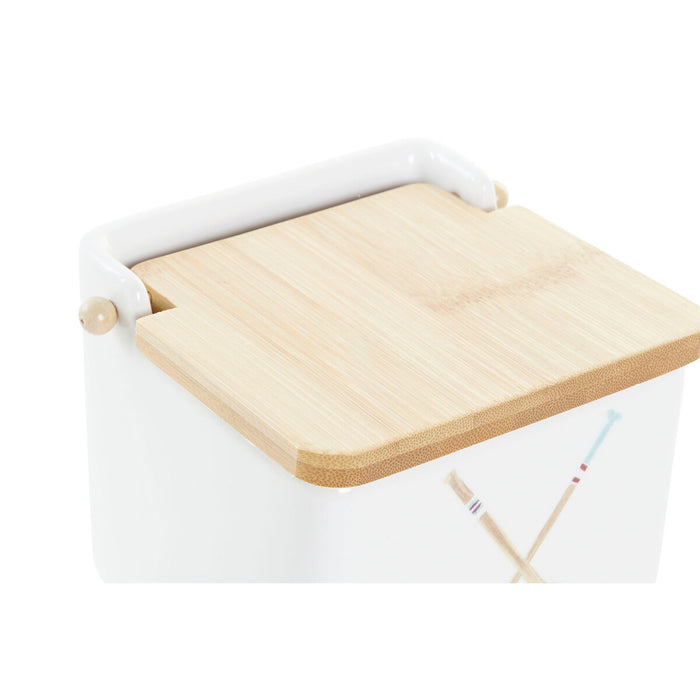 Solniță cu capac DKD Home Decor Marin Multicolor Bambus Dolomite 12,5 x 12,5 x 11,5 cm