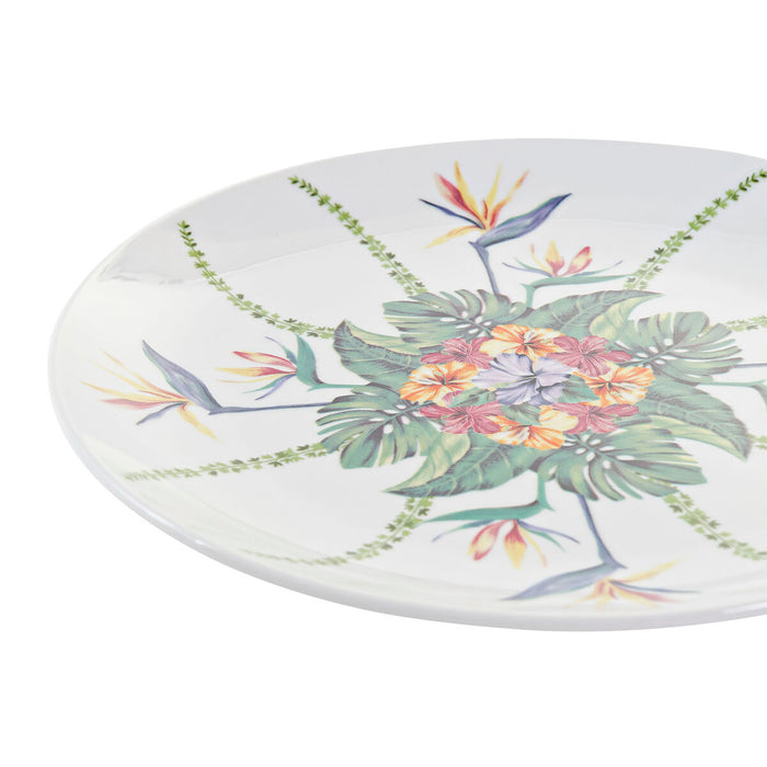 Set de Veselă DKD Home Decor Tropical Alb Multicolor Porțelan (18 Piese)
