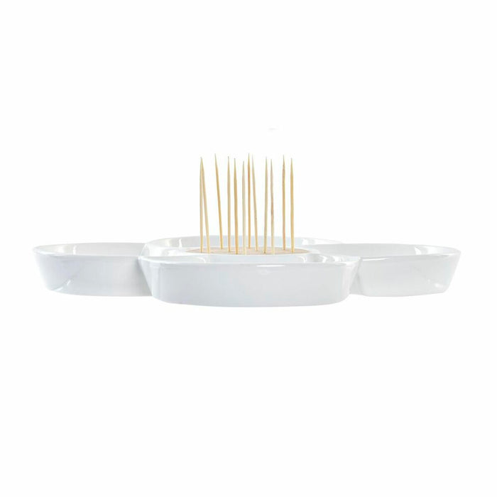 Tavă pentru gustari DKD Home Decor Multicolor Natural Bambus Gresie Tropical 22 x 22 x 7 cm