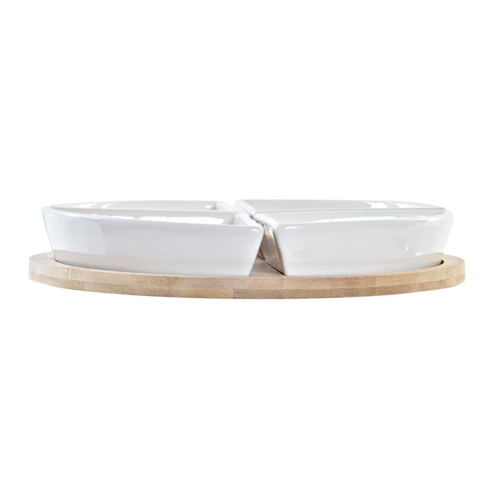 Set de Aperitiv DKD Home Decor Albastru Natural Bambus Gresie Mediterană 21,5 x 21,5 x 1 cm (5 pcs)