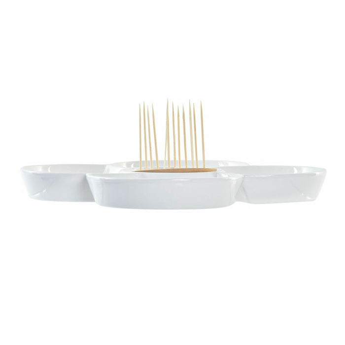 Tavă pentru gustari DKD Home Decor Albastru Natural Bambus Gresie Mediterană 25 x 25 x 10 cm