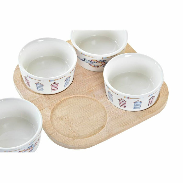 Set de Aperitiv DKD Home Decor Albastru Natural Bambus Gresie Mediterană 19,7 x 19,7 x 1 cm (5 pcs)