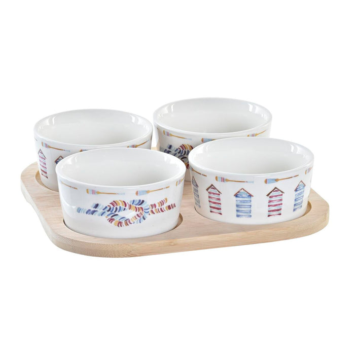 Set de Aperitiv DKD Home Decor Albastru Natural Bambus Gresie Mediterană 19,7 x 19,7 x 1 cm (5 pcs)