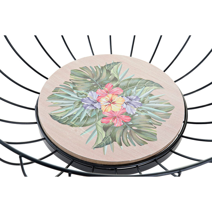 Fructieră DKD Home Decor Multicolor Metal Lemn MDF 28 x 28 x 11 cm (2 Unități)