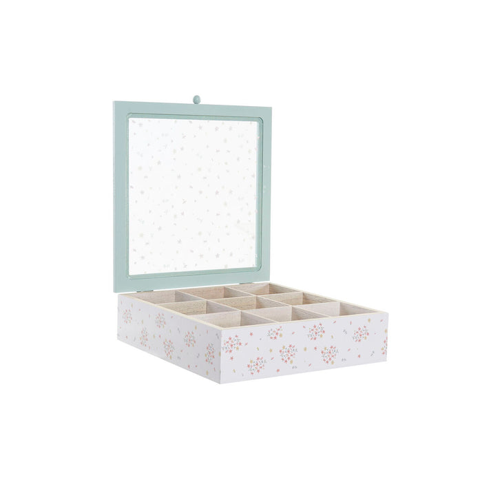 Cutie pentru infuzii DKD Home Decor Galben Roșu Verde Metal Geam Lemn MDF 3 Piese 24 x 24 x 7 cm