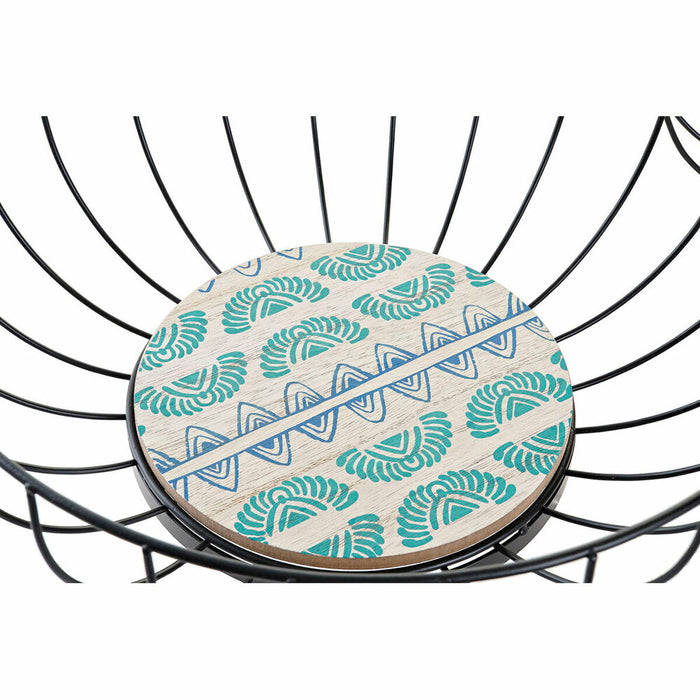 Fructieră DKD Home Decor Albastru Turquoise Metal Lemn MDF 28 x 28 x 11 cm (2 Unități)