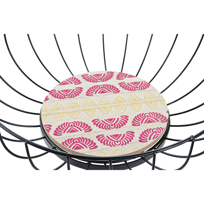 Fructieră DKD Home Decor Albastru Turquoise Metal Lemn MDF 28 x 28 x 11 cm (2 Unități)