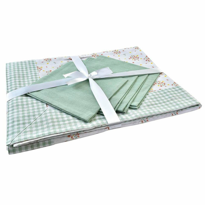 Set de lenjerie de masă DKD Home Decor Květiny Verde 150 x 150 x 0,5 cm