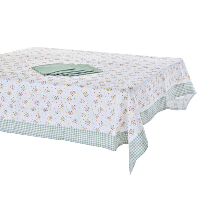 Set de lenjerie de masă DKD Home Decor Květiny Verde 150 x 150 x 0,5 cm