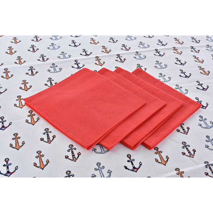 Set de lenjerie de masă DKD Home Decor Albastru Alb Roșu 150 x 150 x 0,5 cm (2 Unități)