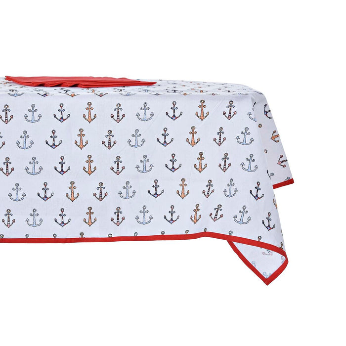 Set de lenjerie de masă DKD Home Decor Albastru Alb Roșu 150 x 150 x 0,5 cm (2 Unități)