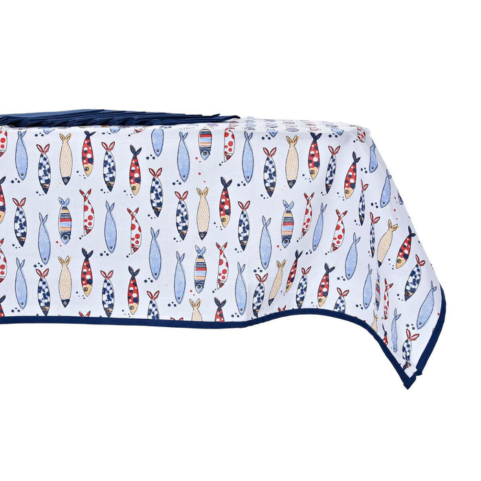 Set de lenjerie de masă DKD Home Decor 150 x 250 x 0,5 cm Roșu Albastru Alb (2 Unități)