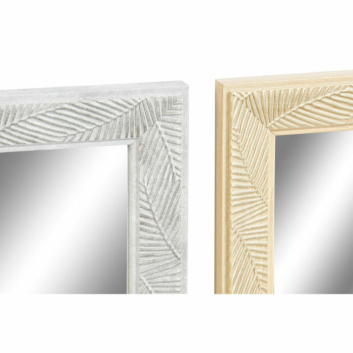 Oglindă de perete DKD Home Decor 56 x 2 x 76 cm Geam Natural Gri Maro Gri închis polistiren Tropical Frunza a unei plante (4 Pie