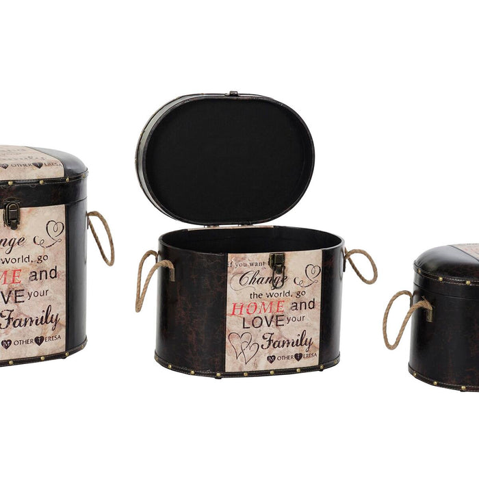 Set de Cutii Decorative DKD Home Decor Inimi MDF PU (3 pcs)