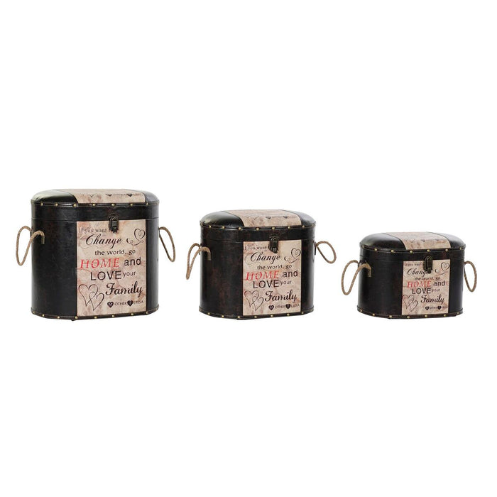 Set de Cutii Decorative DKD Home Decor Inimi MDF PU (3 pcs)