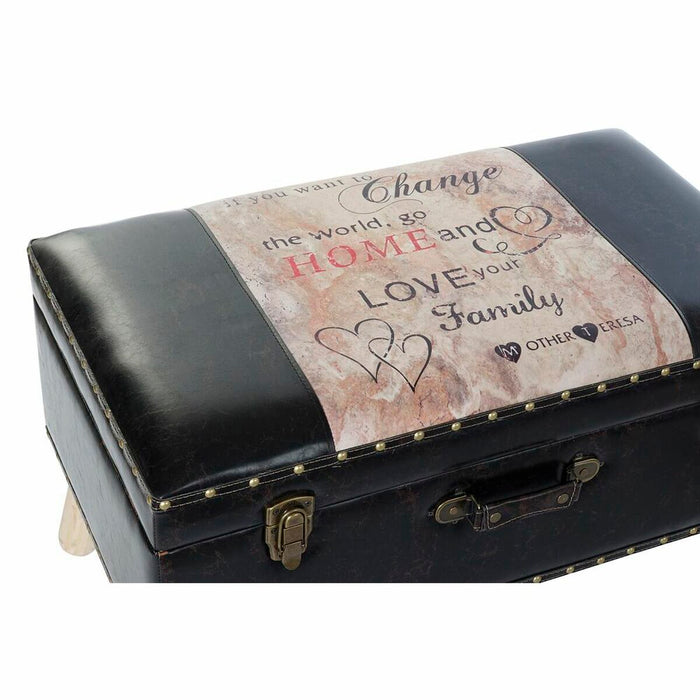 Banchetă DKD Home Decor   Maro Negru Roșu Bej Lemn 70 x 40 x 44 cm (3 Unități)